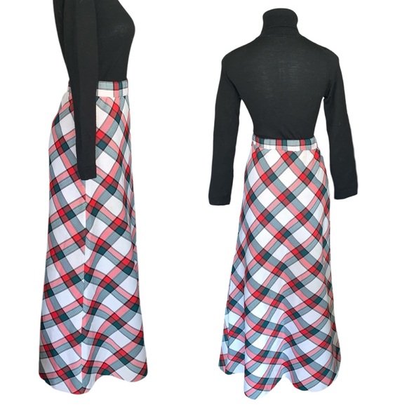 v i n t a g e :: Mod Preppy Plaid Thick Maxi Skirt Classy Tartan - Picture 13 of 13
